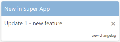 Screenshot: changelog widget, in-app